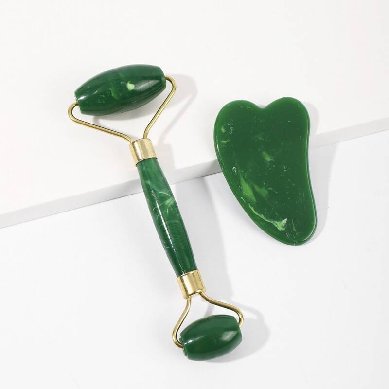 

1pc Facial Roller & 1pc Gua Sha Board, Green