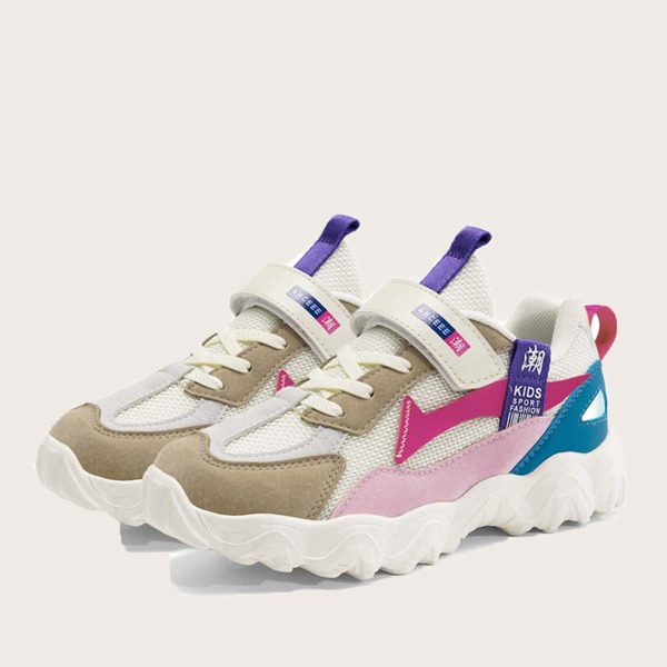

Girls Colorblock Velcro Strap Sneakers, Multicolor