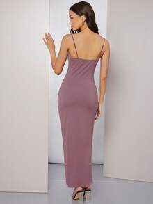 Mulvari Cowl Neck Ruched Cami Dress - Dusty Pink - View 2