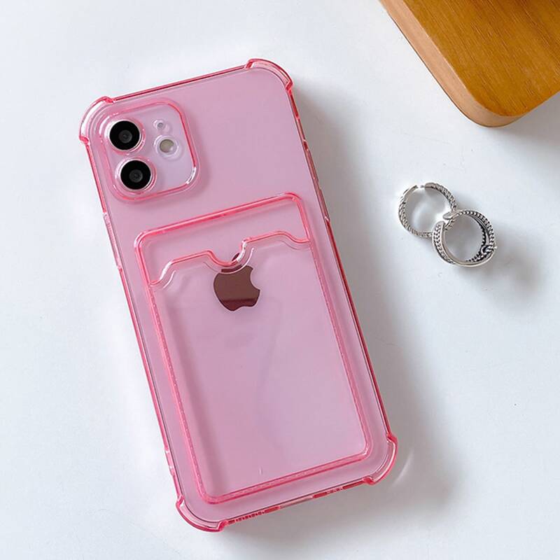 

Transparent Phone Case With Card Holder, Pink