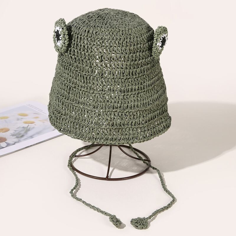 

Frog Design Straw Hat, Green