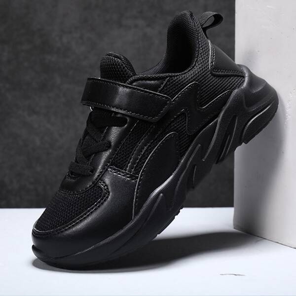 

Girls Minimalist Velcro Strap Sneakers, Black