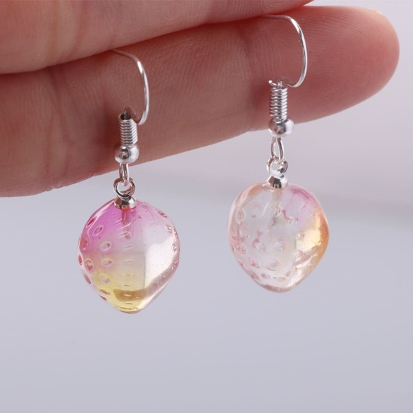 

Strawberry Design Drop Earrings, Multicolor