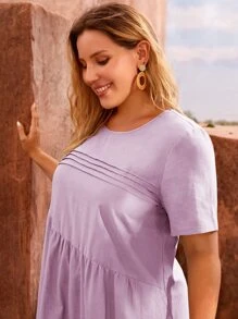 SHEIN Vestido smock unicolor - Morado - Ver 4