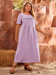 SHEIN Vestido smock unicolor - Morado - Ver 5