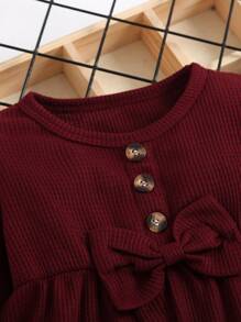 寶寶女孩蝴蝶結前扣半身連體衣和頭帶