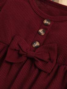 寶寶女孩蝴蝶結前扣半身連體衣和頭帶