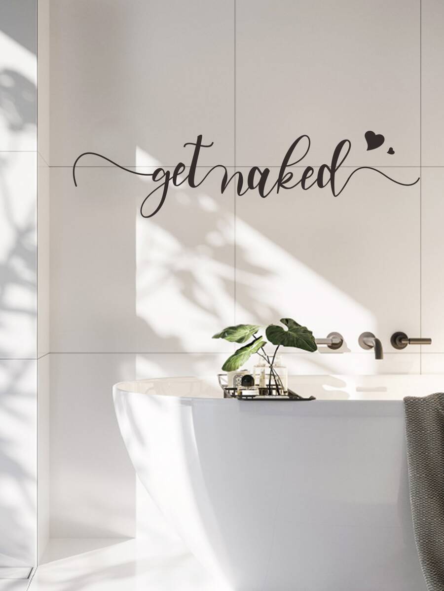 1pc Slogan Graphic Wall Sticker, Black Self Adhesive Wall Art Decal For