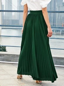 SHEIN Pleated Maxi Skirt - Dark Green - View 2