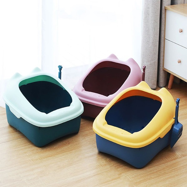 

1pc Random Color Cat Litter Box & 1pc Shovel, Multicolor