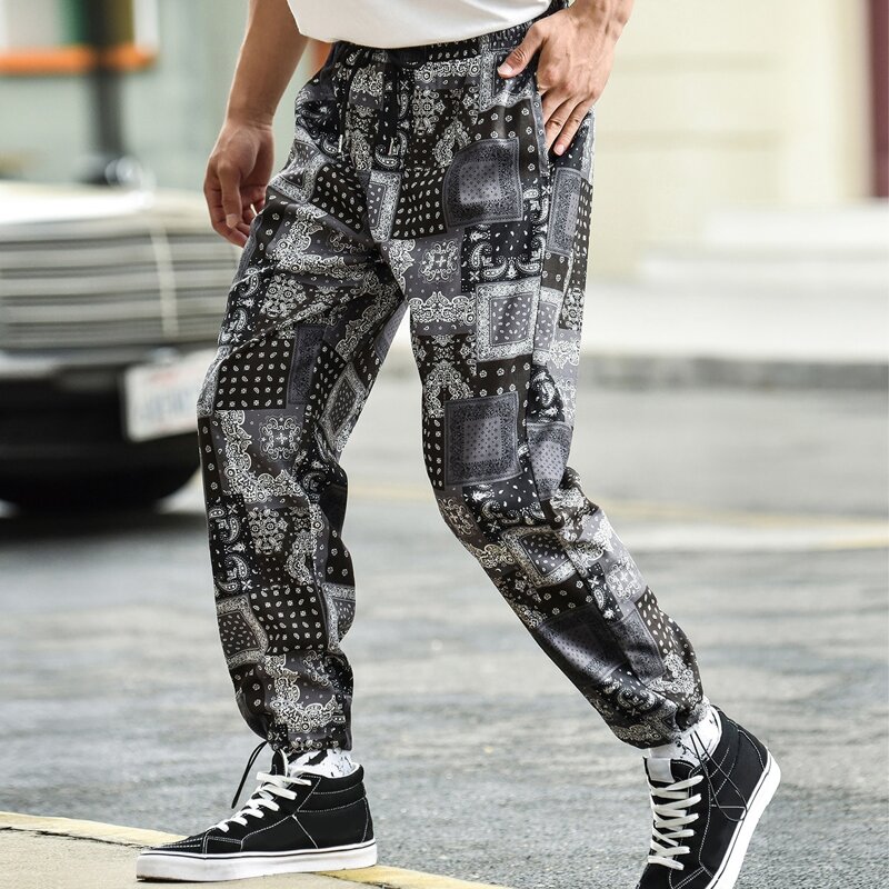 

Guys Paisley & Scarf Print Drawstring Waist Pants, Multicolor