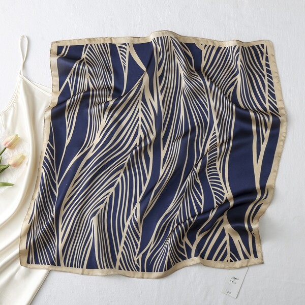 

Leaf Print Bandana, Blue