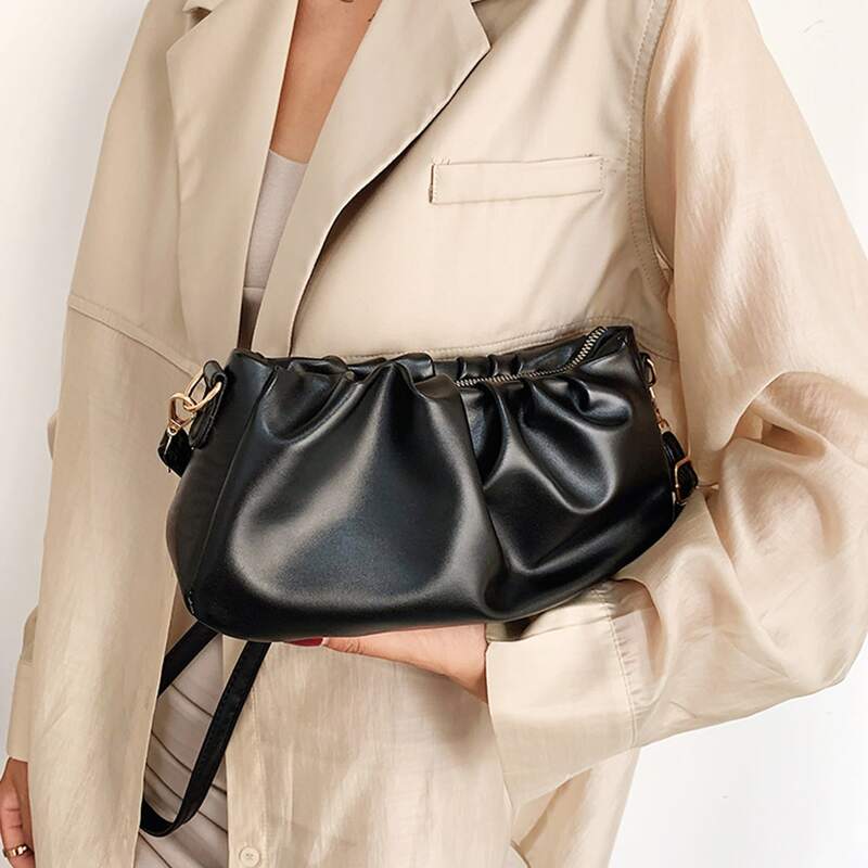 

Minimalist Ruched Bag, Black