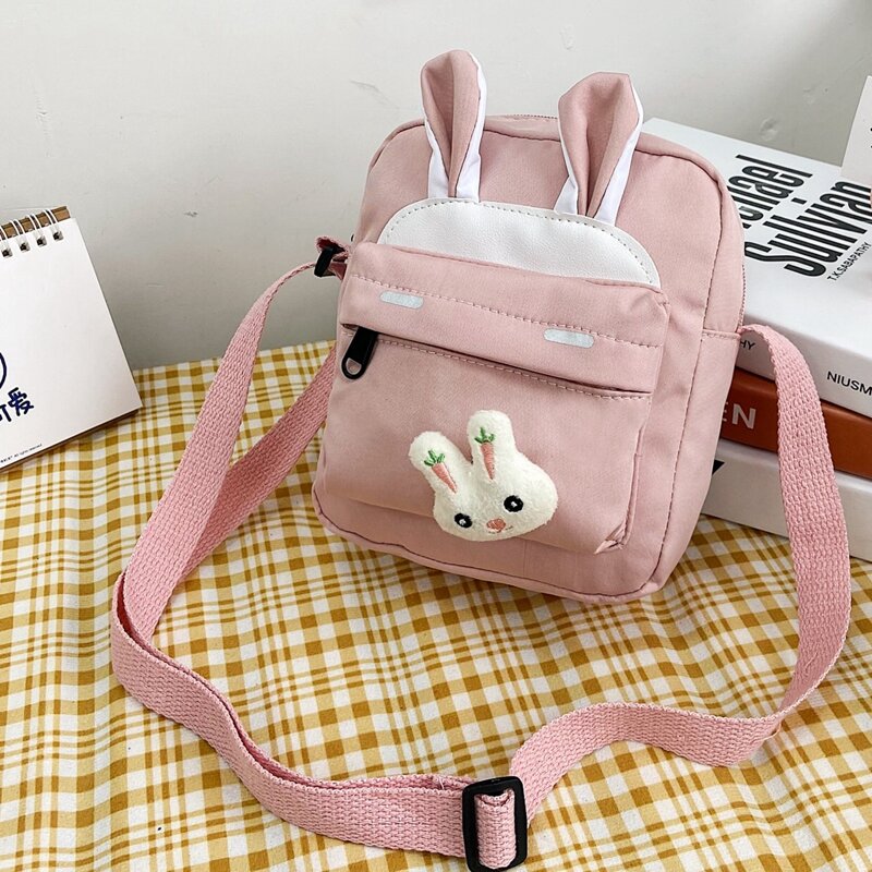 

Cartoon Rabbit Design Crossbody Bag, Pink
