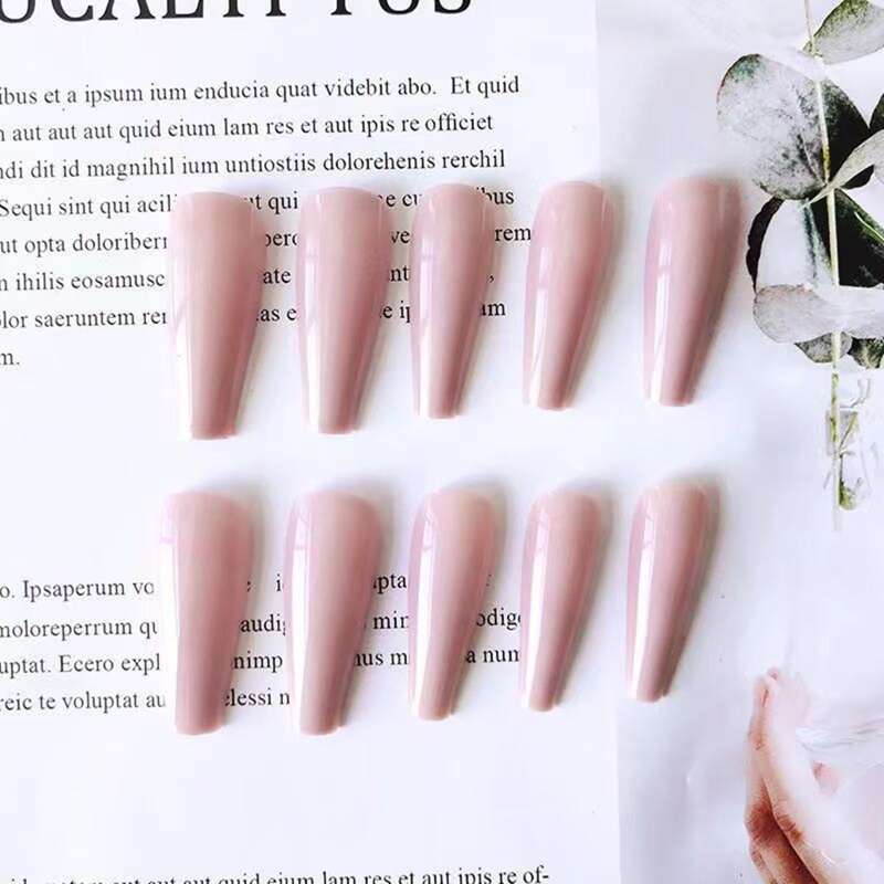 

24pcs Solid Fake Nail, Baby pink