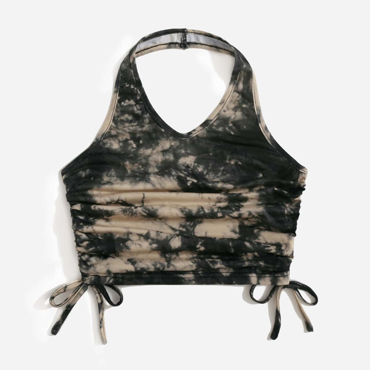 

Drawstring Tie Dye Halter Top, Multicolor