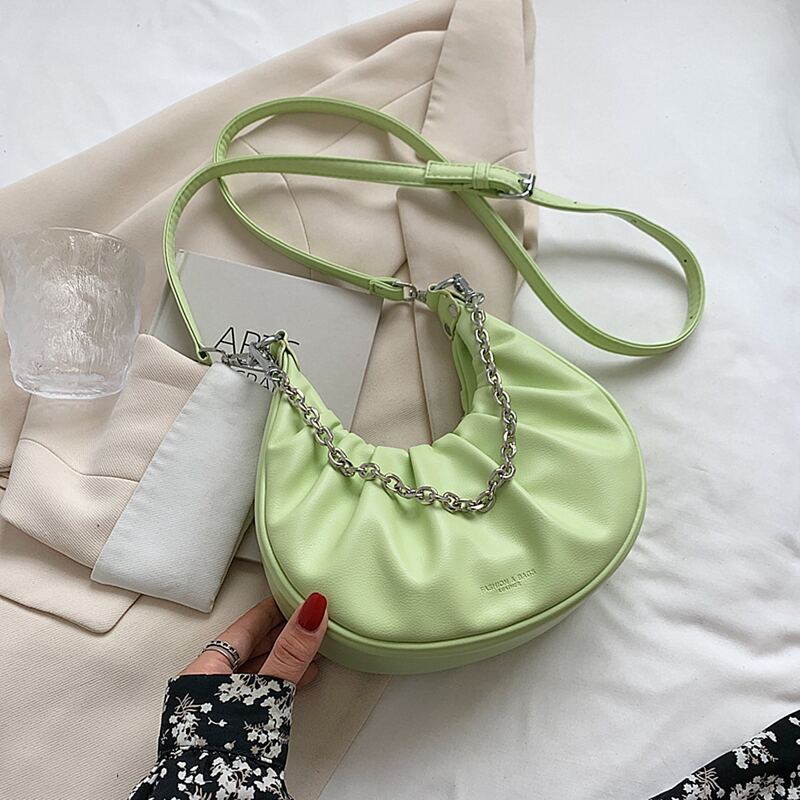 

Ruched Design Satchel Bag, Green