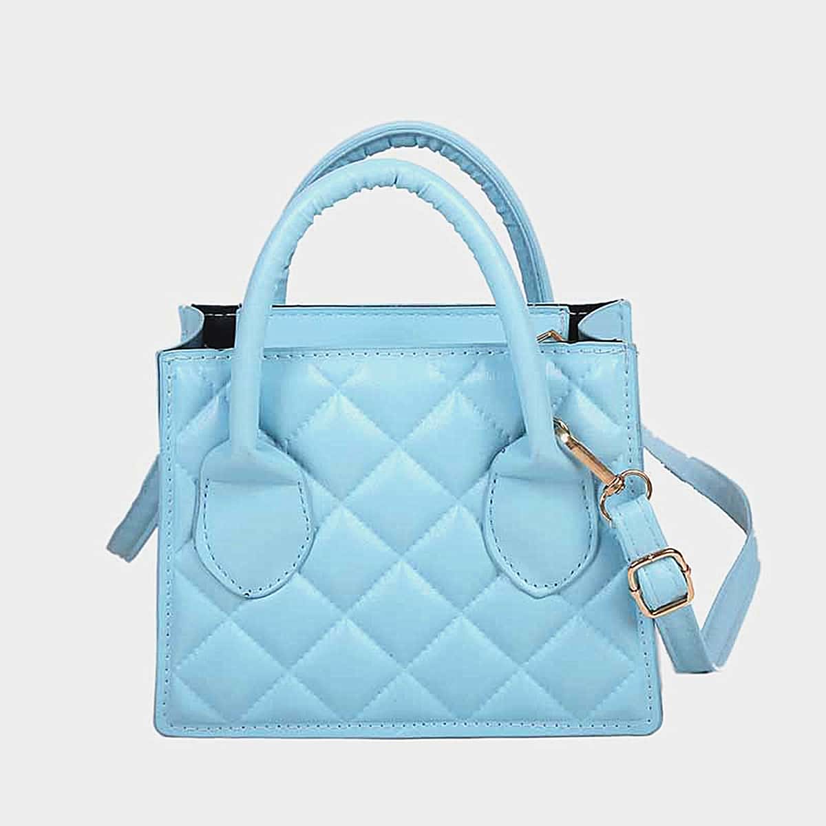 

Quilted Satchel Bag, Baby blue