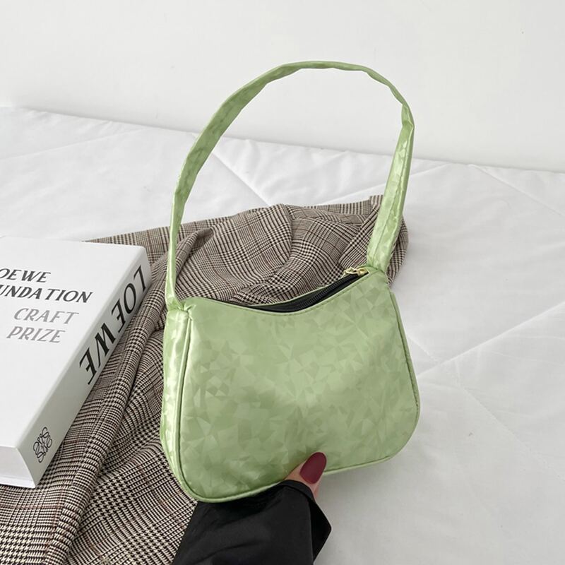 

Geometric Pattern Baguette Bag, Green