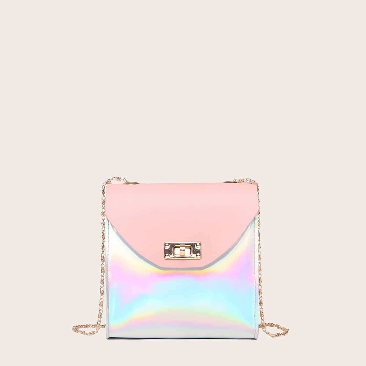 

Laser Flap Chain Bag, Pink