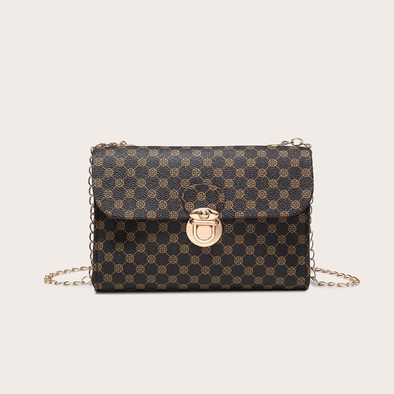 

Push Lock Chain Bag, Coffee brown