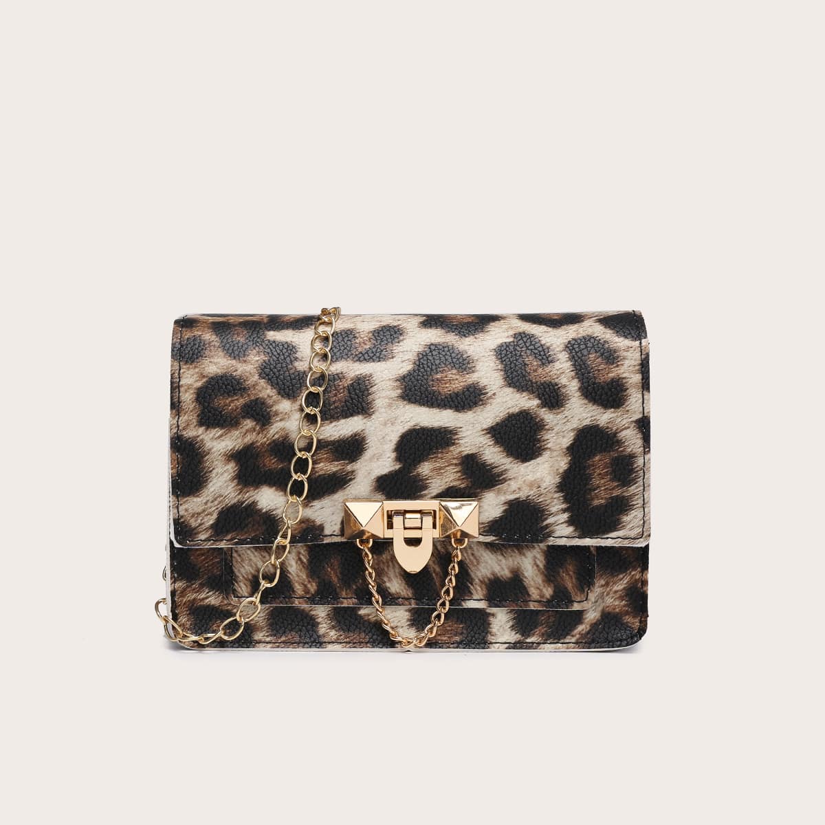 

Leopard Pattern Chain Bag, Coffee brown