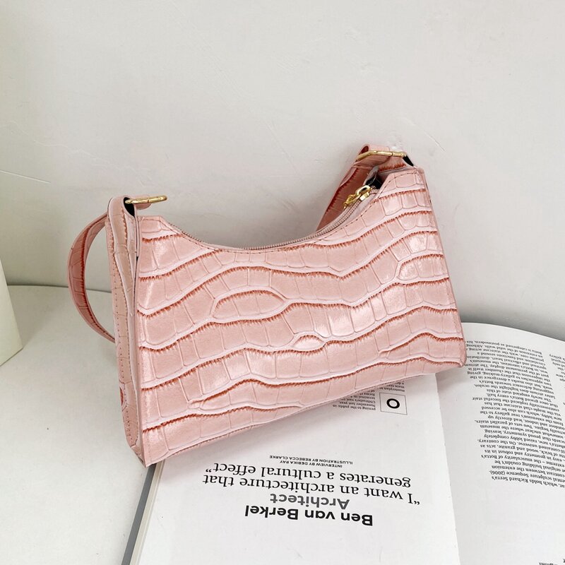 

Croc Embossed Shoulder Bag, Pink