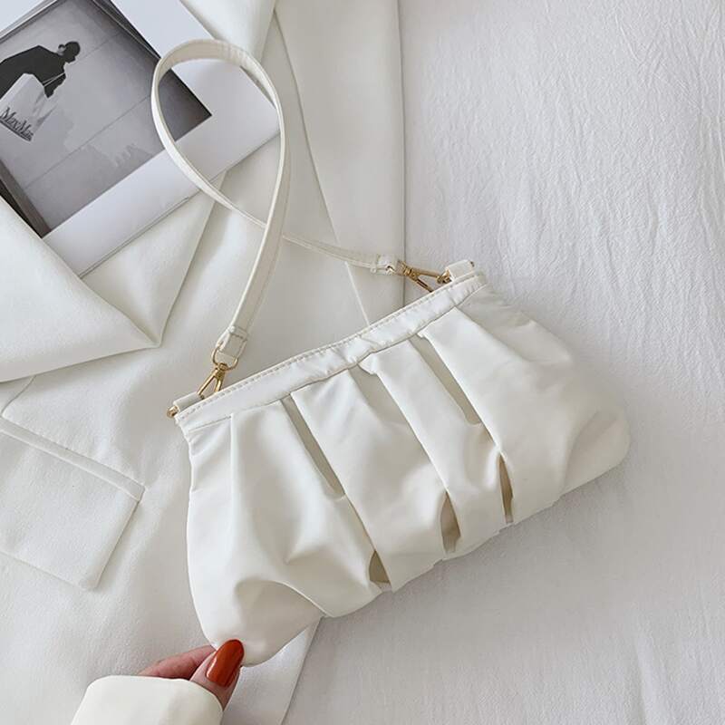 

Ruched Design Shoulder Bag, White