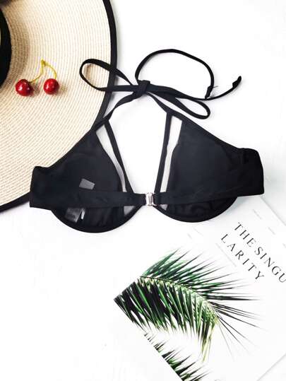 Swim Vcay Summer Beach Harness Halter Push Up Bikini Top