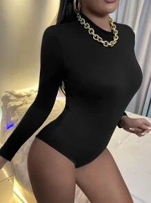 SHEIN Slayr Body unicolor de cuello alto - Negro - Ver 3