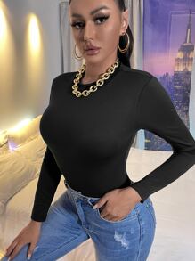 SHEIN Slayr Body unicolor de cuello alto - Negro - Ver 5