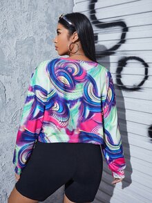 SHEIN Áo nỉ Plus Size Đá hoa Giải trí - Nhiều màu - Xem 2