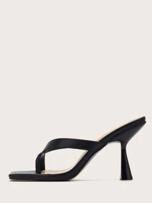 Dép xỏ ngón cao gót kiểu dáng tối giản hình chóp dành cho nữ, dép cao gót thời trang mùa hè, dép lê. - màu đen - Xem 2