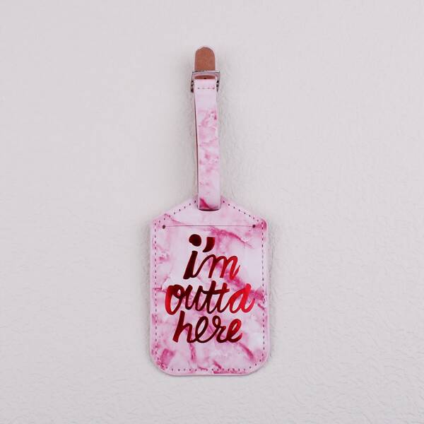 

Slogan Graphic Luggage Tag, Pink