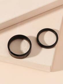2pcs Couple Minimalist Ring - Black - View 3