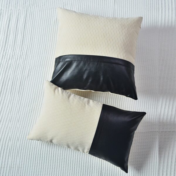 

1pc Color Block Cushion Cover Without Filler, Beige