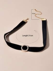 Ngọc trai Giả Đồ trang trí vòng tròn Vòng đeo cổ - màu đen - Xem 4