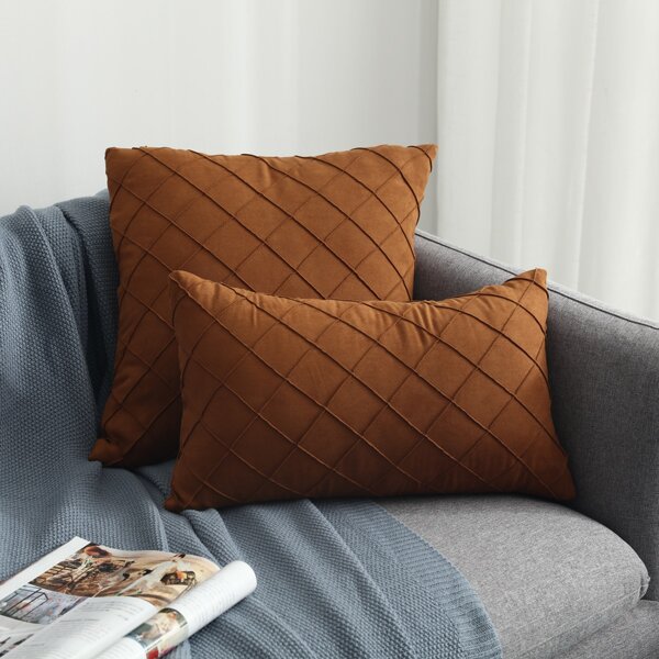

1pc Solid Color Cushion Cover Without Filler, Brown