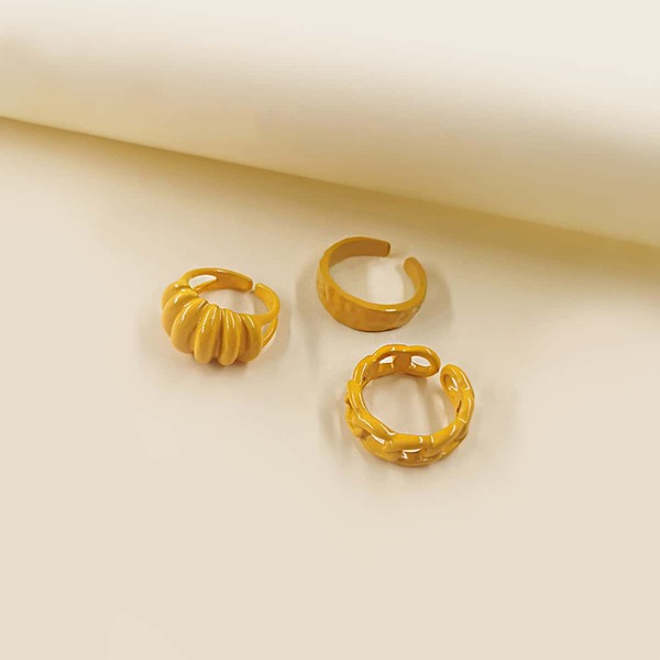 

3pcs Chain Design Ring, Yellow
