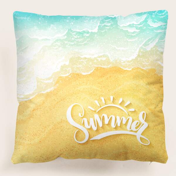 

Beach Print Cushion Cover Without Filler, Multicolor