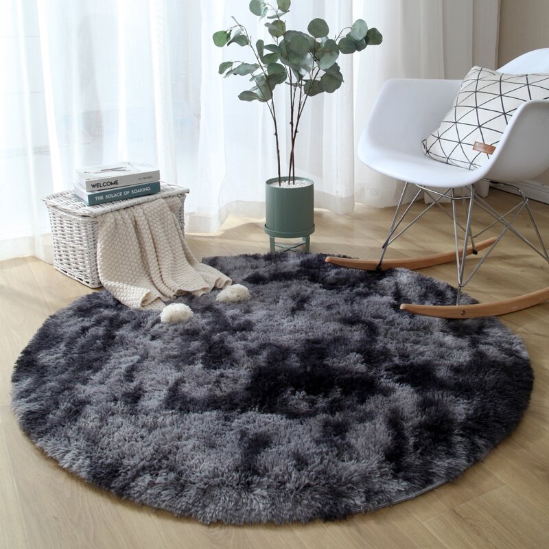 

Solid Color Round Floor Mat, Grey