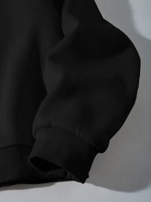 SHEIN Unity Letter Print Drop Shoulder Sweatshirt - Black - View 3