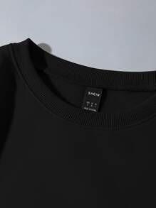 SHEIN Unity Letter Print Drop Shoulder Sweatshirt - Black - View 4