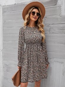 SHEIN VCAY 小碎花荷葉袖洋裝