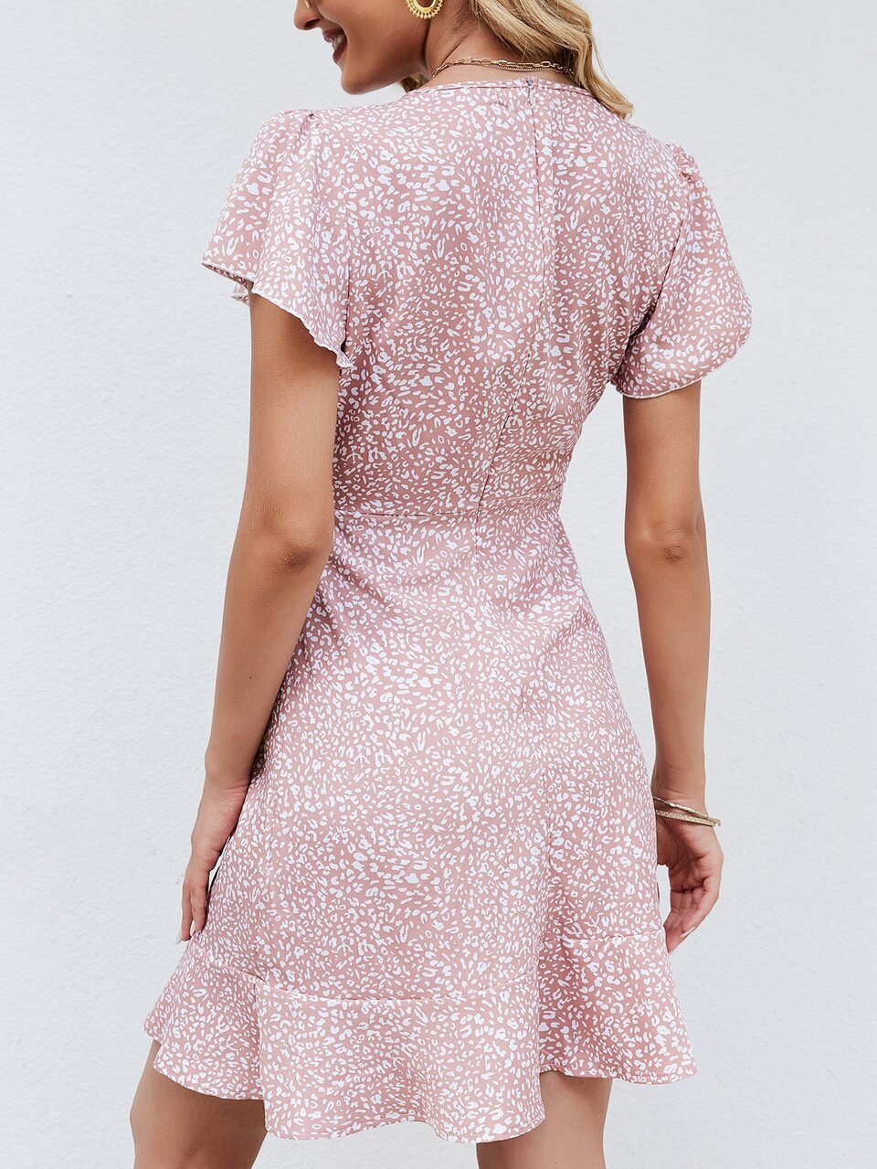 V-neck Leopard Print Dress