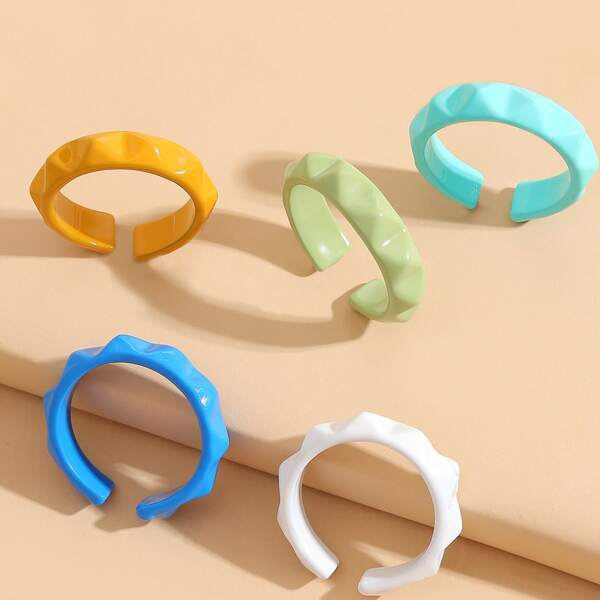 

5pcs Minimalist Cuff Ring, Multicolor