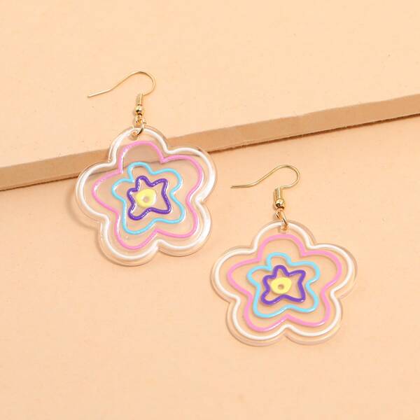 

Acrylic Flower Drop Earrings, Multicolor