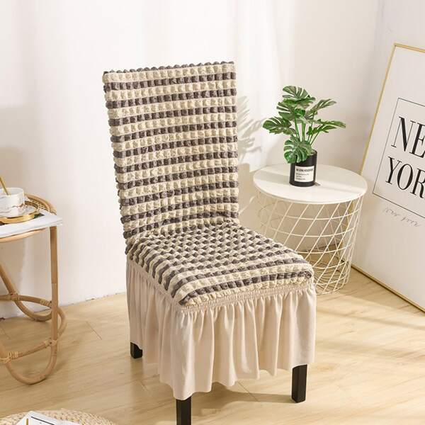 

1pc Striped Seersucker Chair Cover, Multicolor