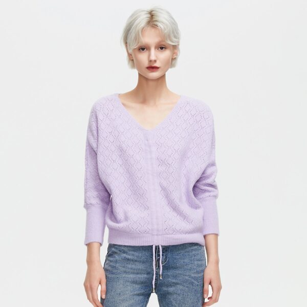 

Drawstring Front Sweater, Lilac purple