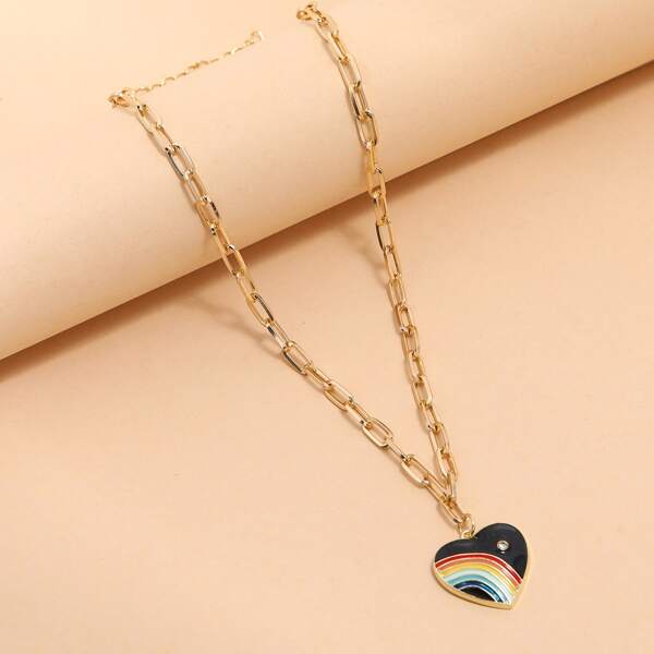 

Heart Pendant Necklace, Black